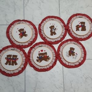 Teddy Bear wall hanging baby bedroom home decor Set of 6 LOVE YOU Heart